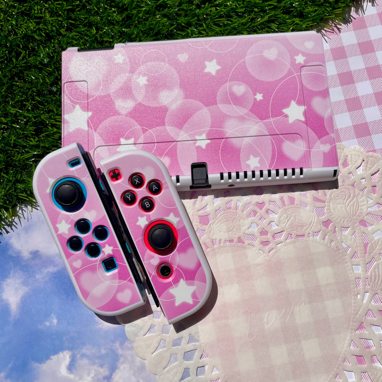 Pink Bubble Nintendo Switch OLED Case