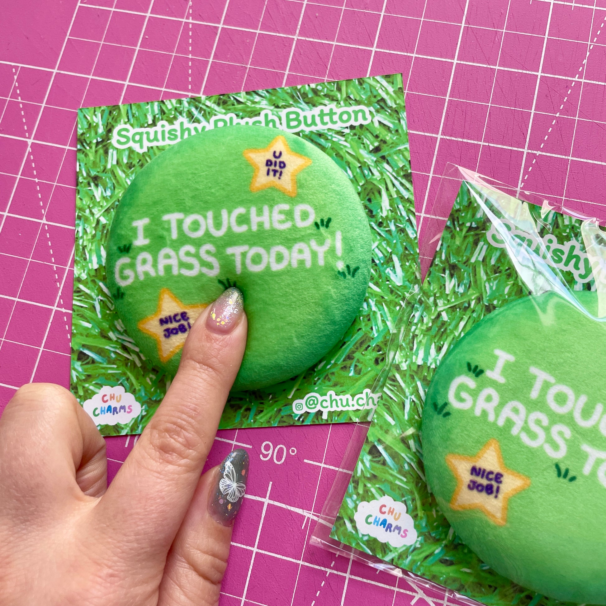 I Touched Grass Today Squishy Plush Button image 2