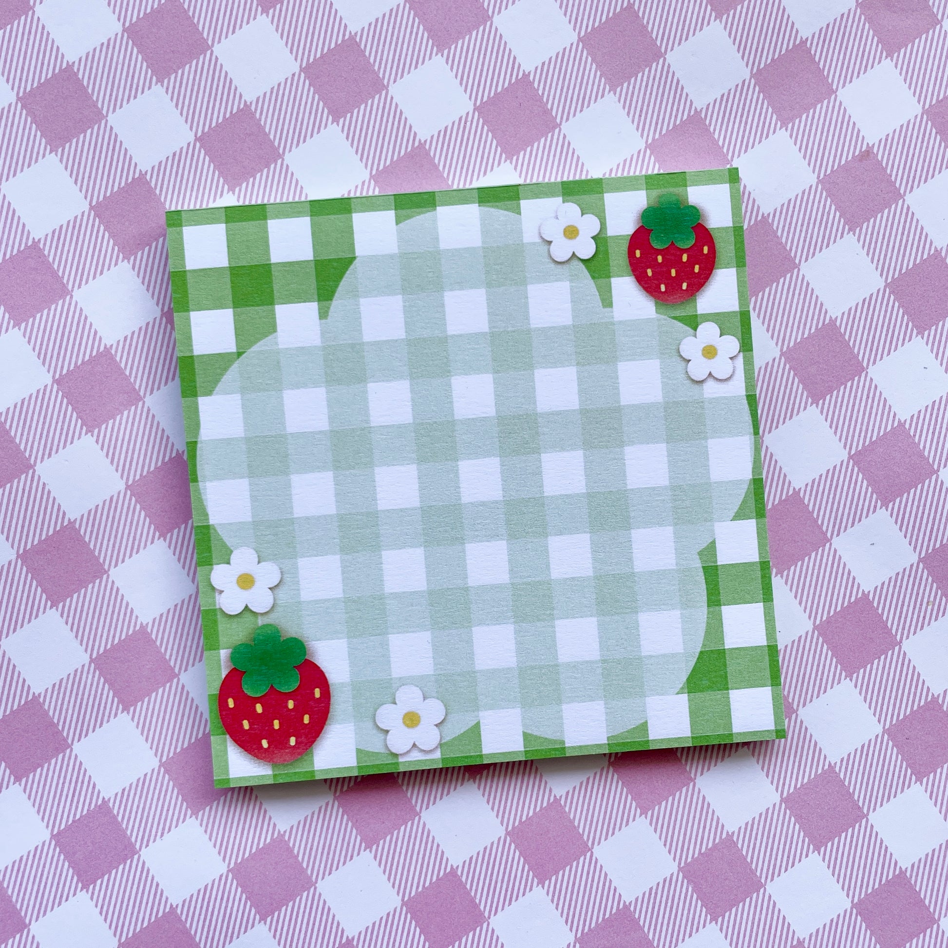 Strawberry Gingham Square Memo Pad image 5