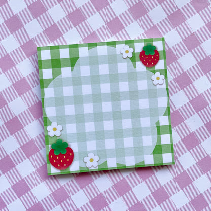 Strawberry Gingham Square Memo Pad image 5