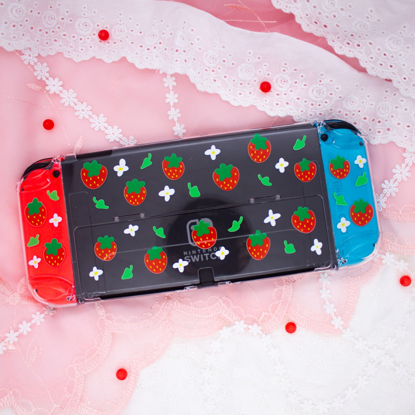 Strawberry Clear Nintendo Switch OLED Case image 1