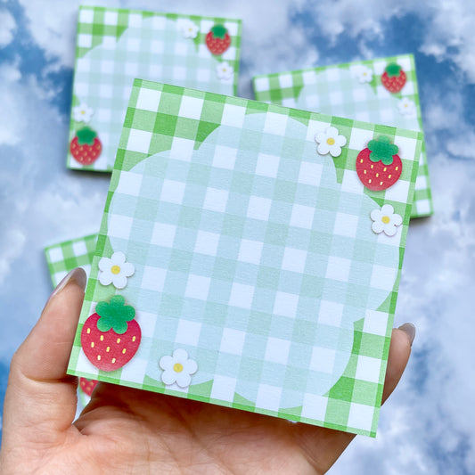 Strawberry Gingham Square Memo Pad image 0