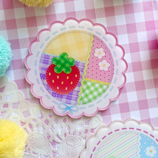 Red Strawberry Quilt Coaster image 0