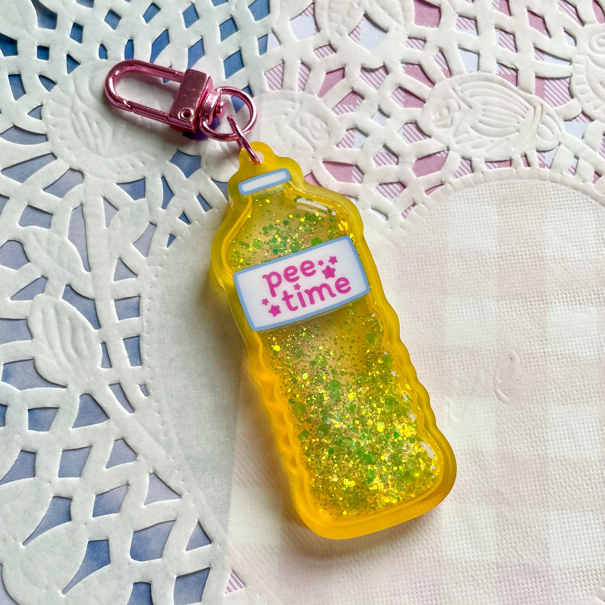 Pee Time Liquid Glitter Keychain image 0