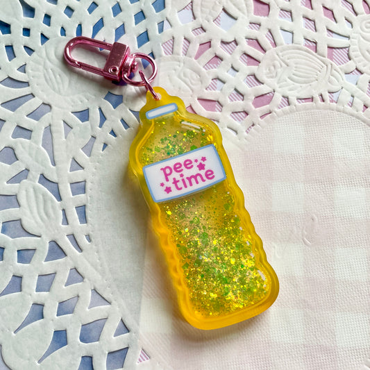 Pee Time Liquid Glitter Keychain image 0