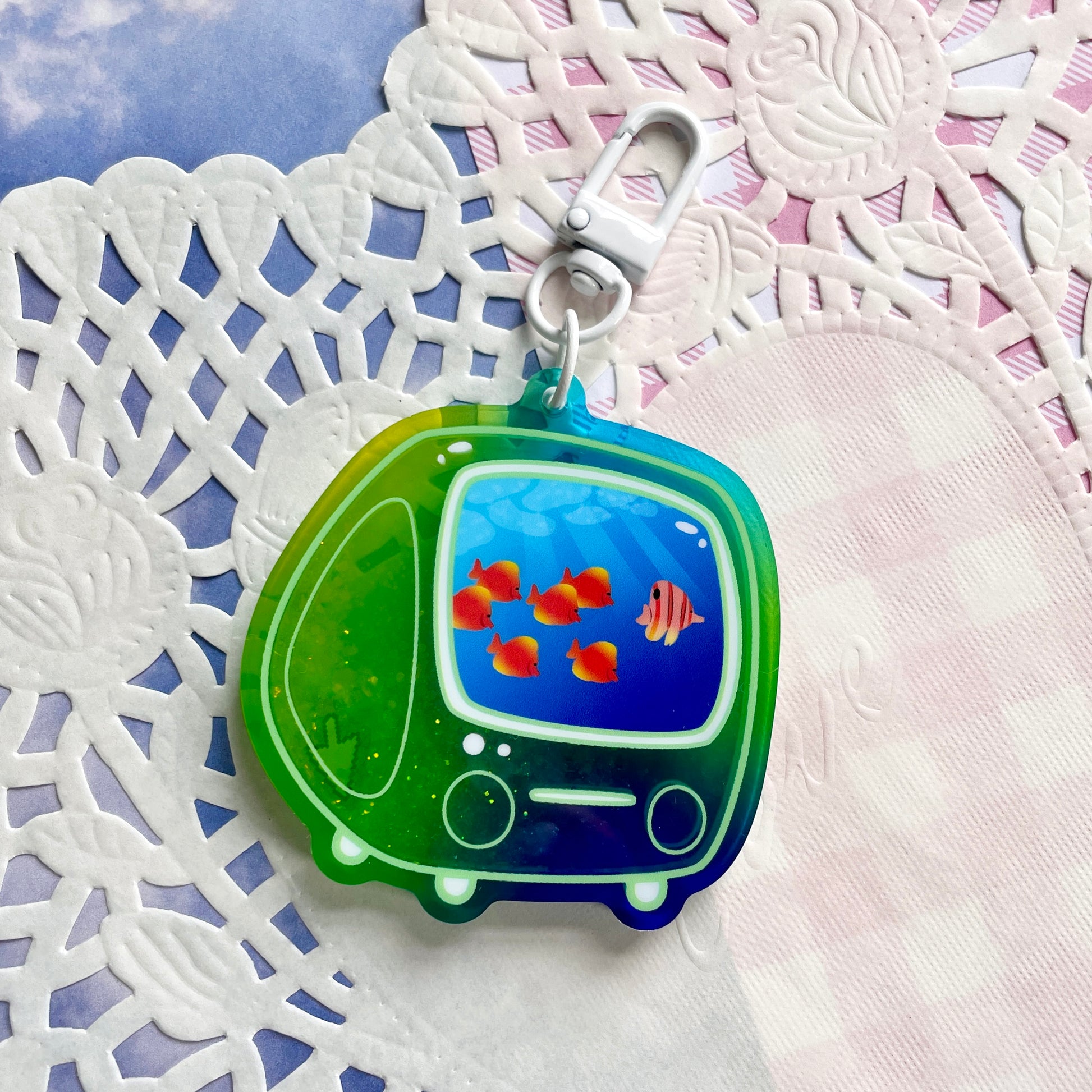 Frutiger Aero PC Liquid Glitter Keychain image 1