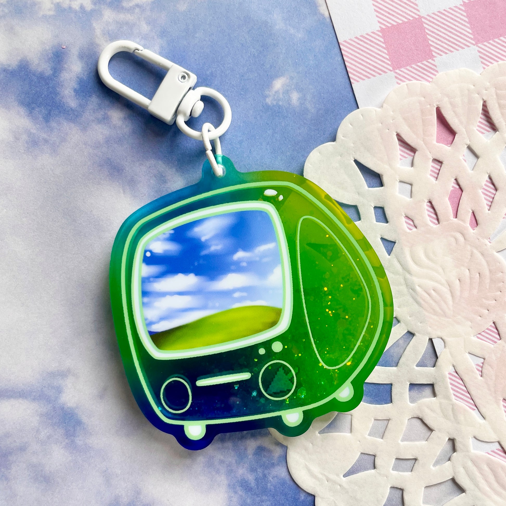 Frutiger Aero PC Liquid Glitter Keychain image 4