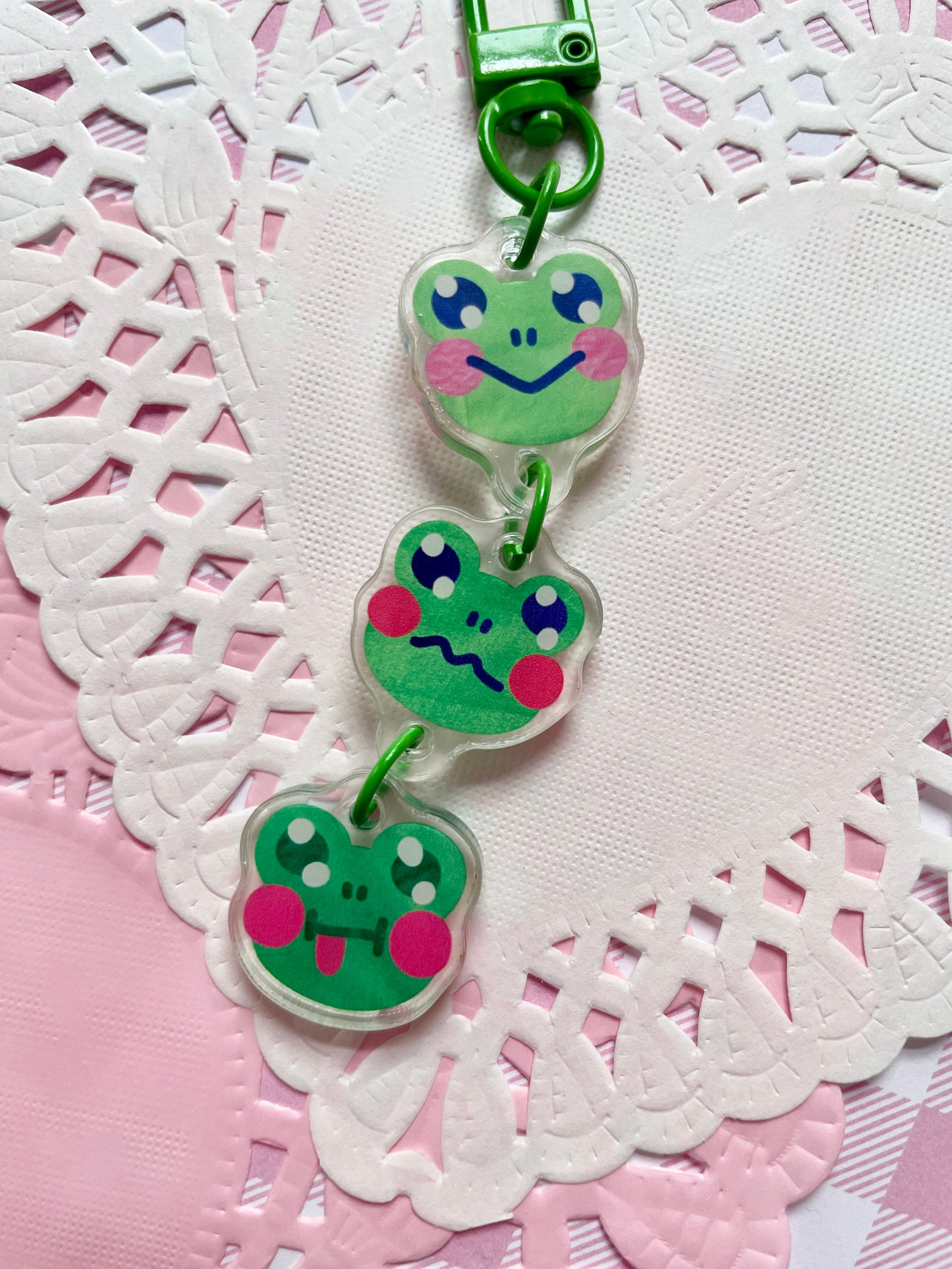 Fabric Frogs Keychain image 1