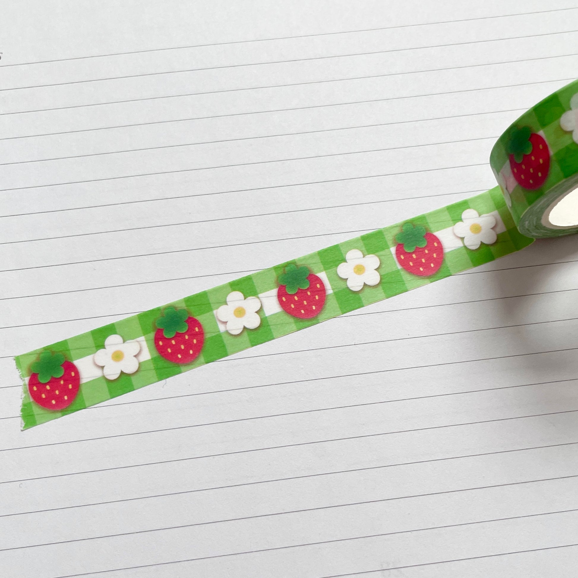 Strawberry Gingham Washi Tape image 1