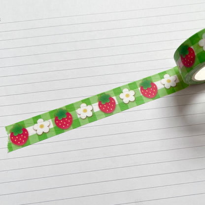 Strawberry Gingham Washi Tape image 1