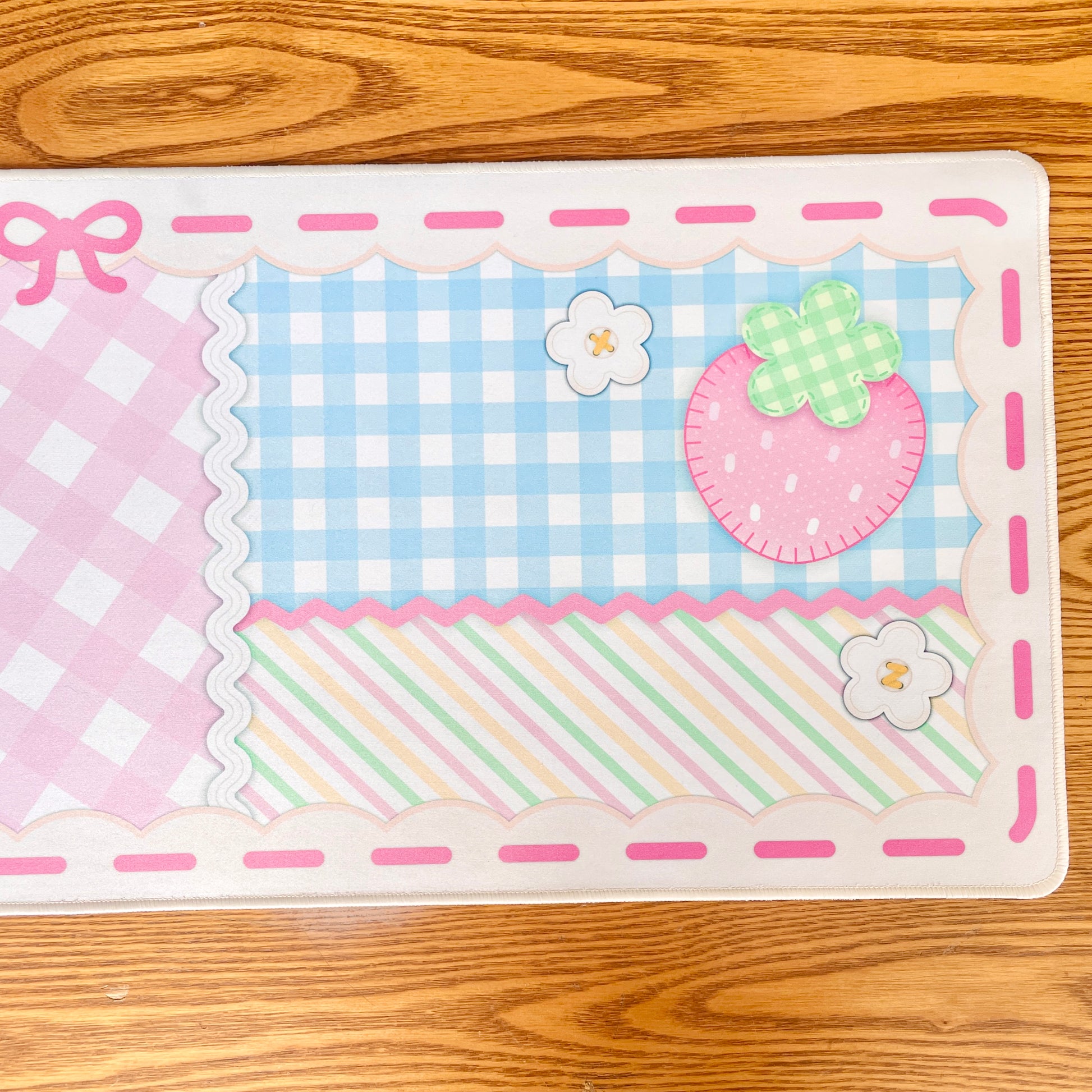Pink Strawberry Quilt Desk Mat image 8