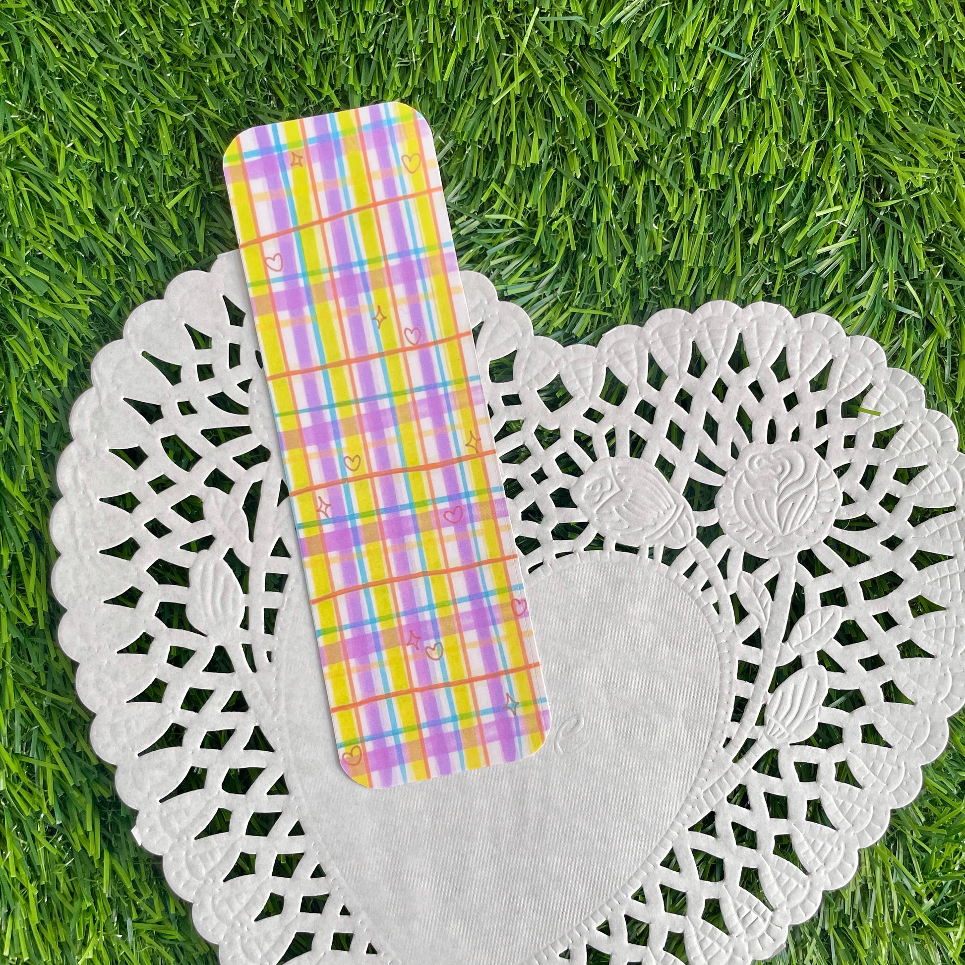 Green and Purple Summer Plaid Bookmark image 0