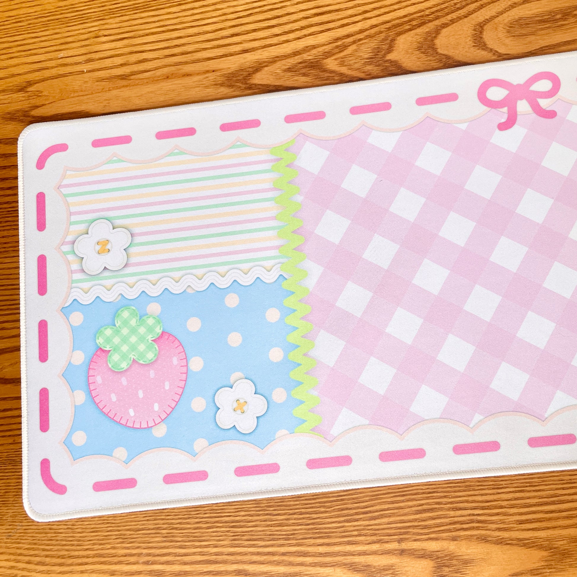 Pink Strawberry Quilt Desk Mat image 6