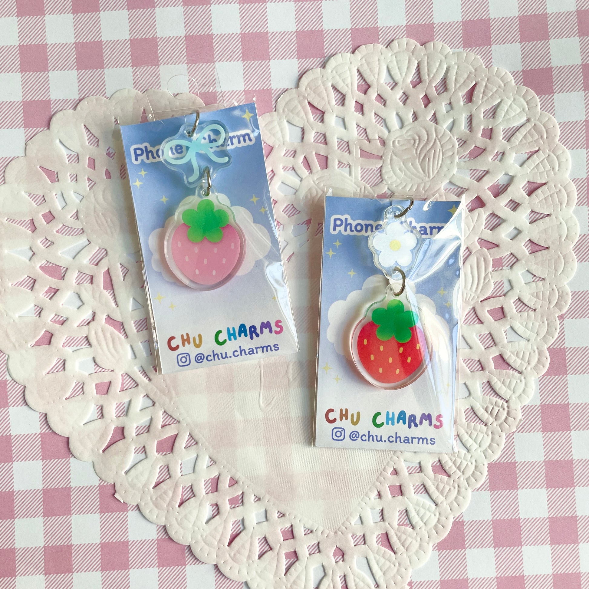 Red Strawberry Linked Phone Charm image 4