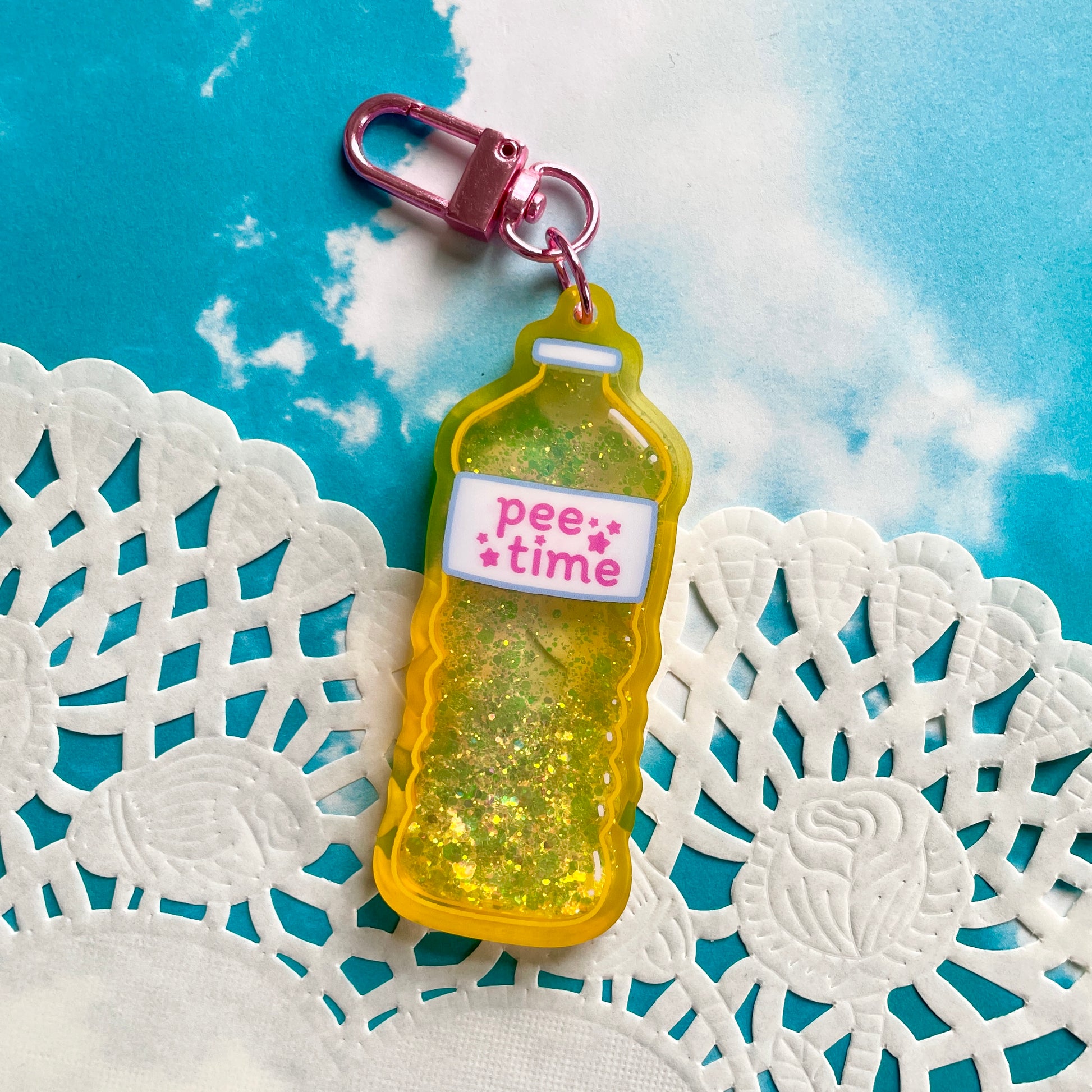 Pee Time Liquid Glitter Keychain image 1