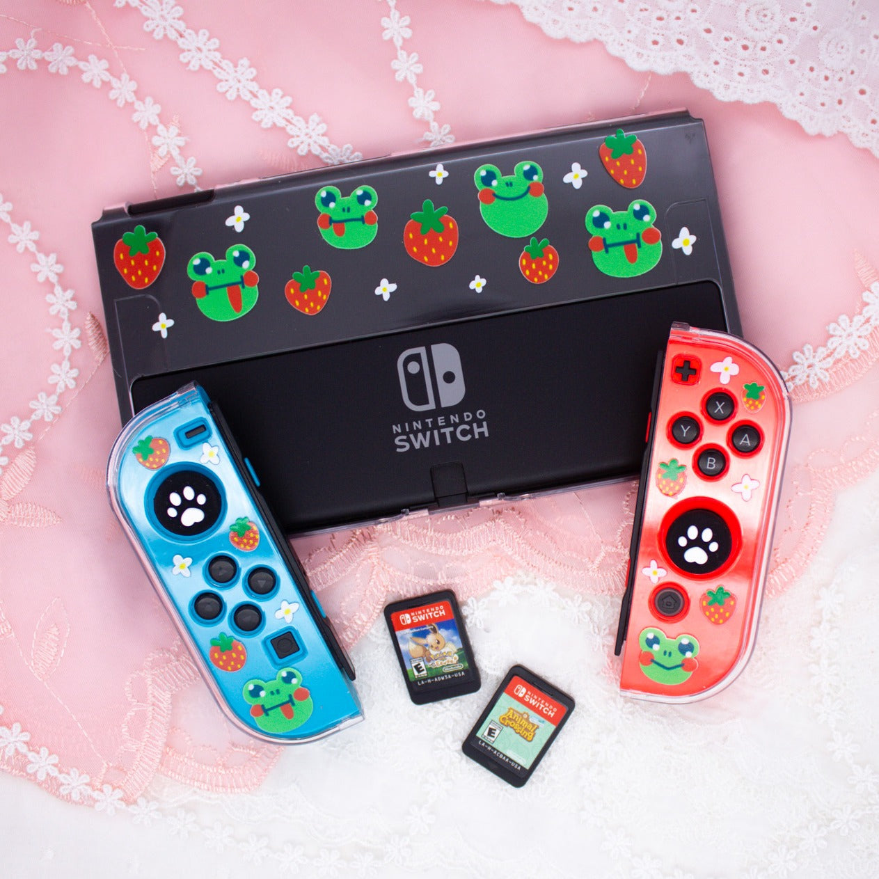 Strawberry Frog Clear Nintendo Switch OLED Case image 3