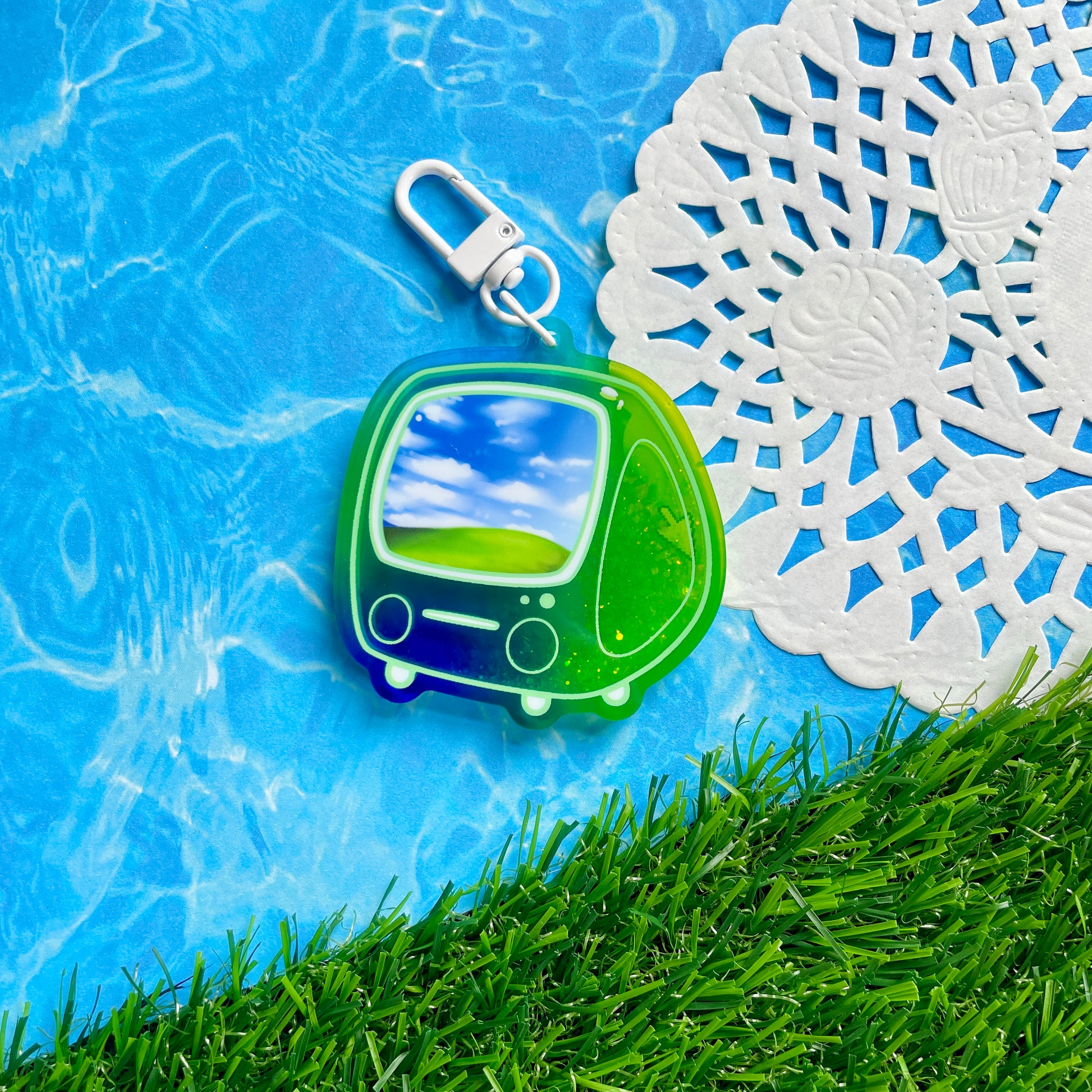 Frutiger Aero PC Liquid Glitter Keychain image 6