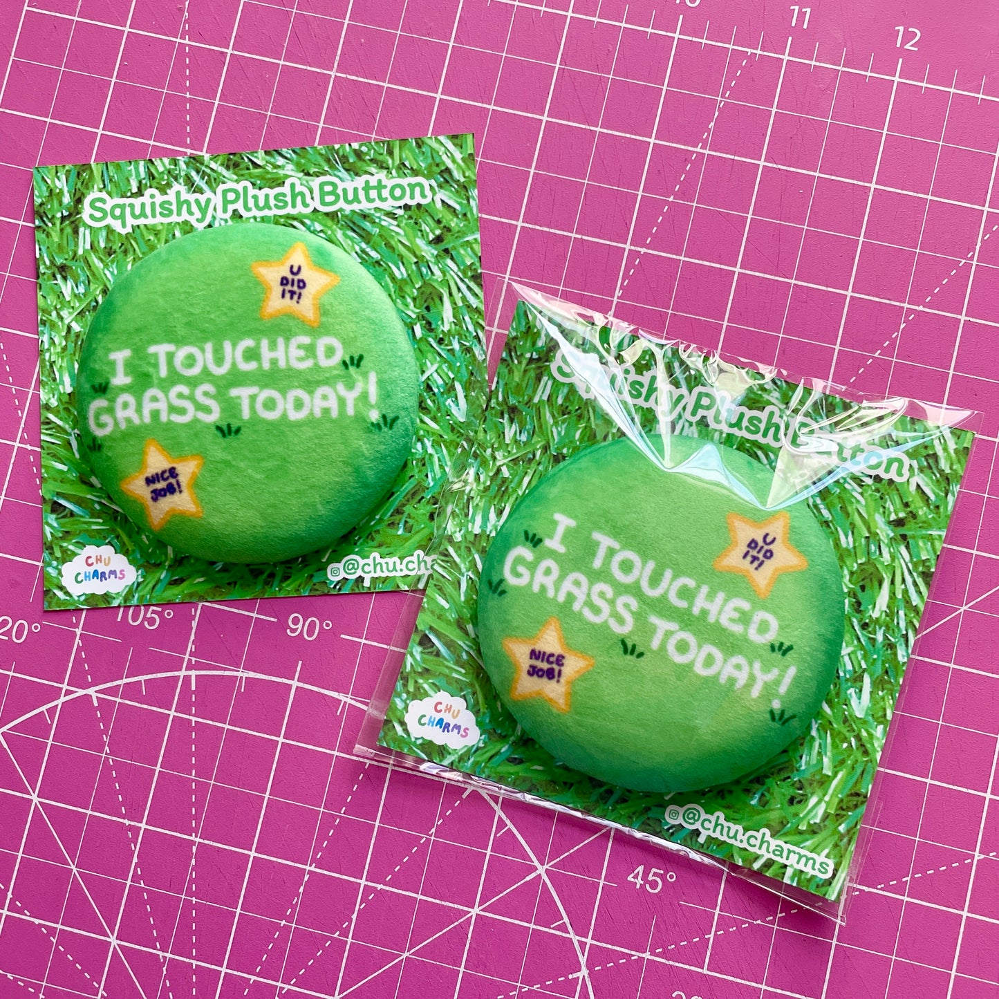 I Touched Grass Today Squishy Plush Button image 1