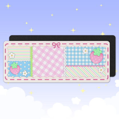 Pink Strawberry Quilt Desk Mat image 1