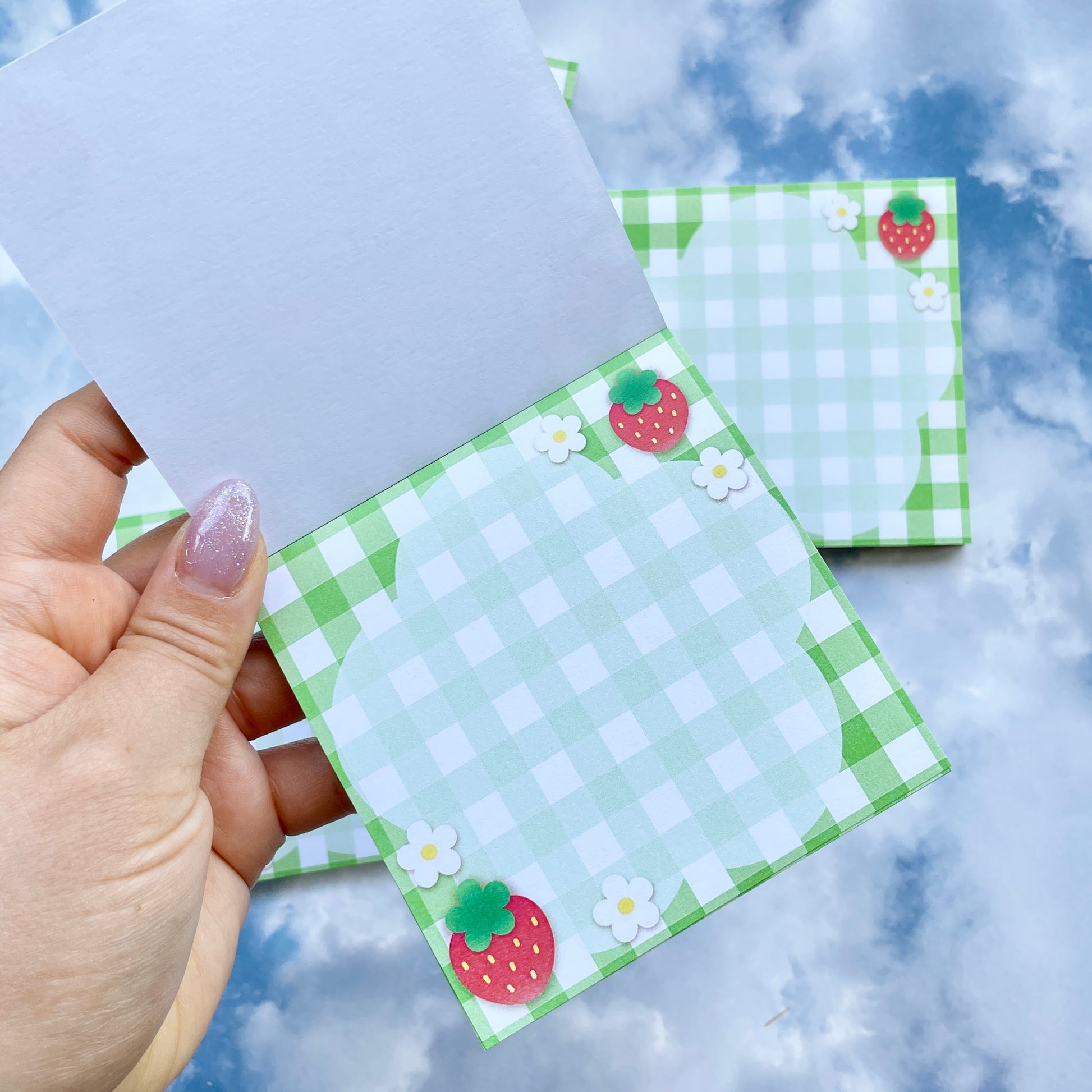 Strawberry Gingham Square Memo Pad image 3