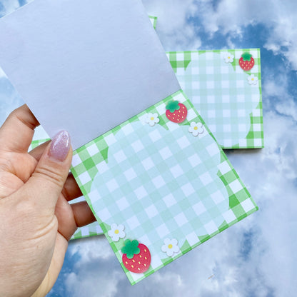 Strawberry Gingham Square Memo Pad image 3