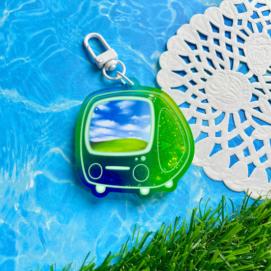Frutiger Aero PC Liquid Glitter Keychain image 0