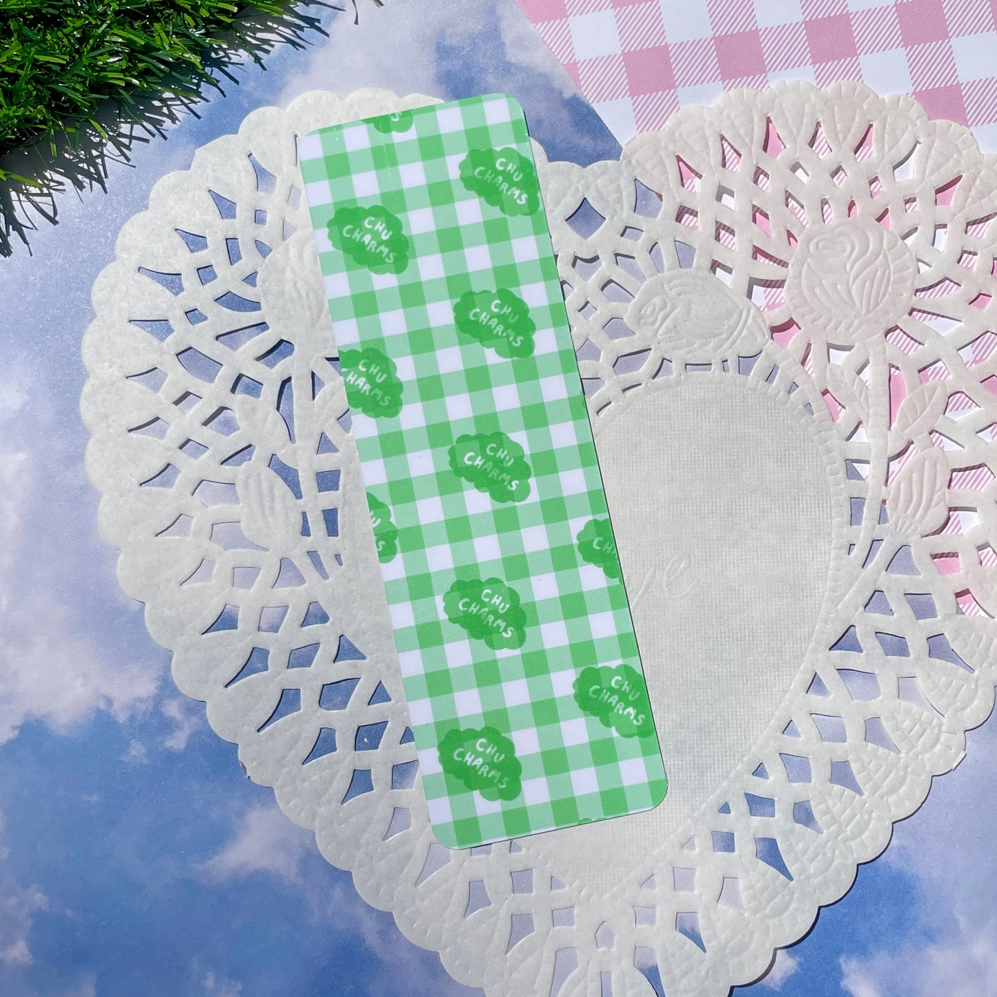 Strawberry Gingham Bookmark