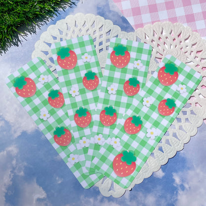 Strawberry Gingham Bookmark
