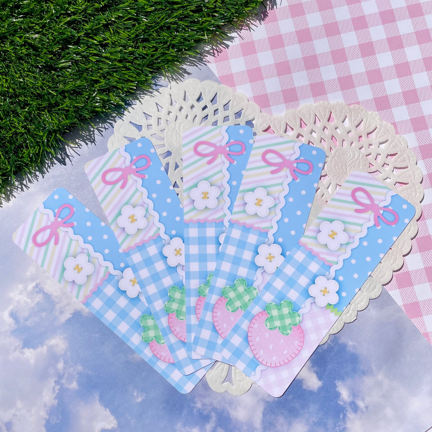 Pink Strawberry Quilt Bookmark
