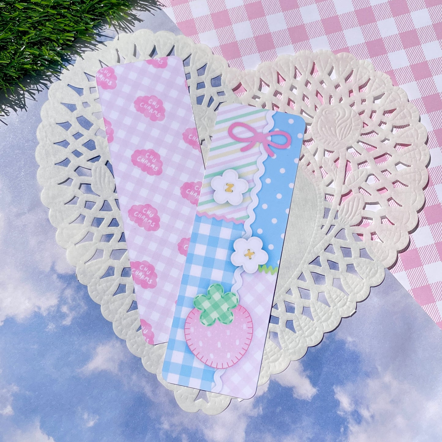 Pink Strawberry Quilt Bookmark
