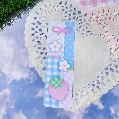 Pink Strawberry Quilt Bookmark