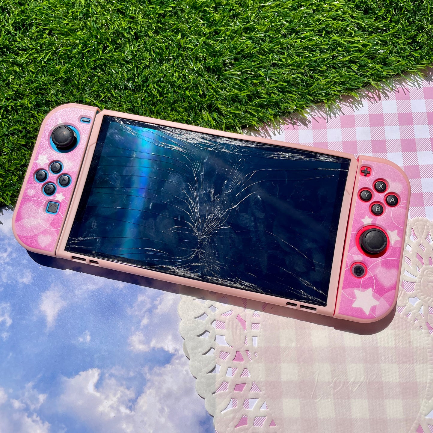 Pink Bubble Nintendo Switch OLED Case