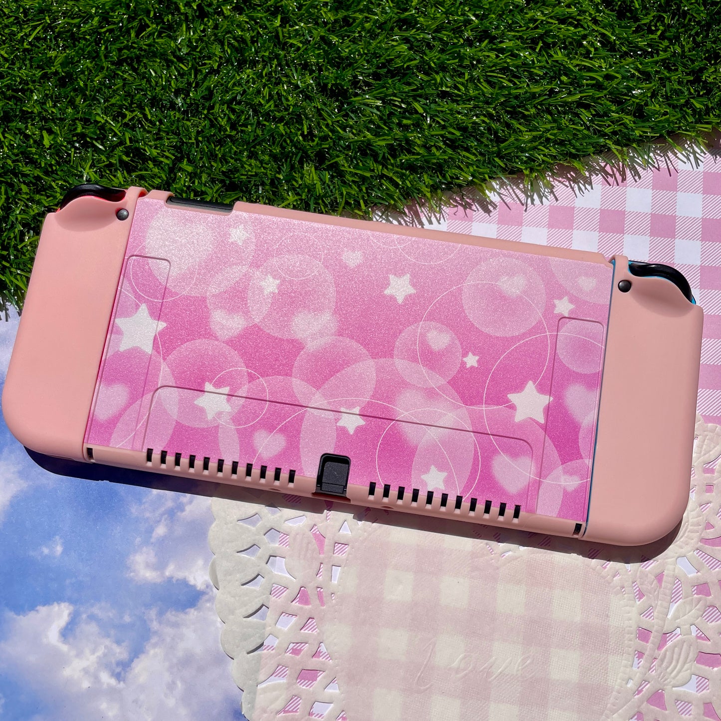 Pink Bubble Nintendo Switch OLED Case