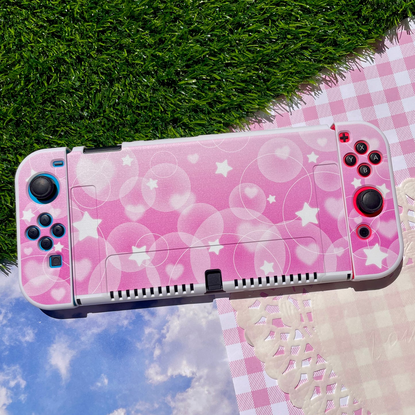 Pink Bubble Nintendo Switch OLED Case