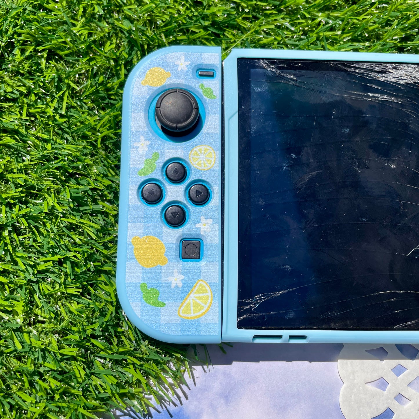 Lemon Gingham Nintendo Switch OLED Case
