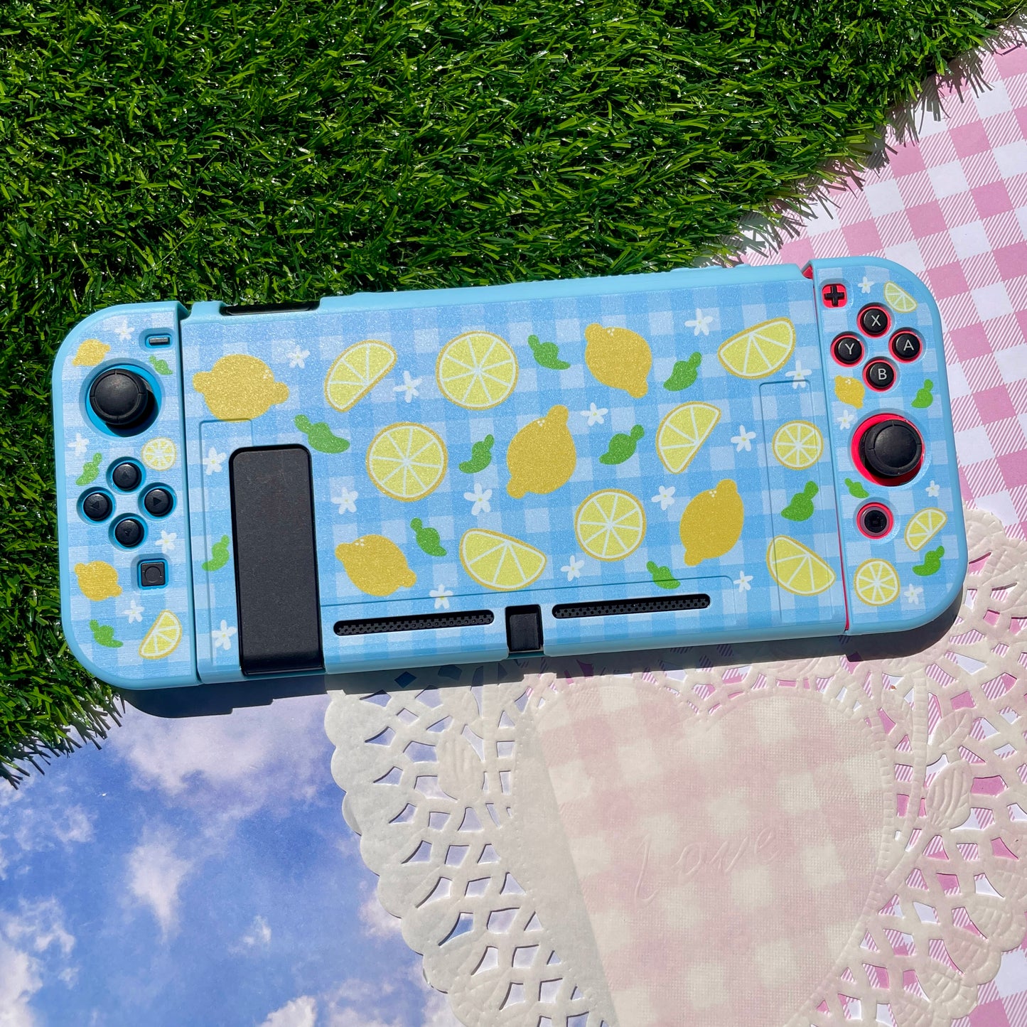Lemon Gingham Nintendo Switch Case