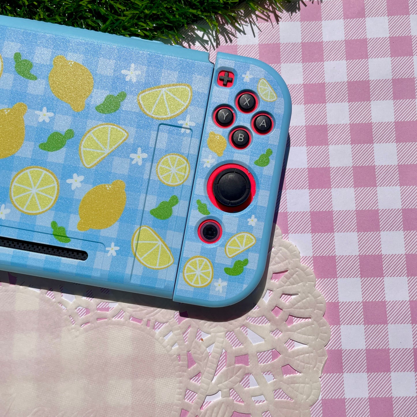 Lemon Gingham Nintendo Switch Case