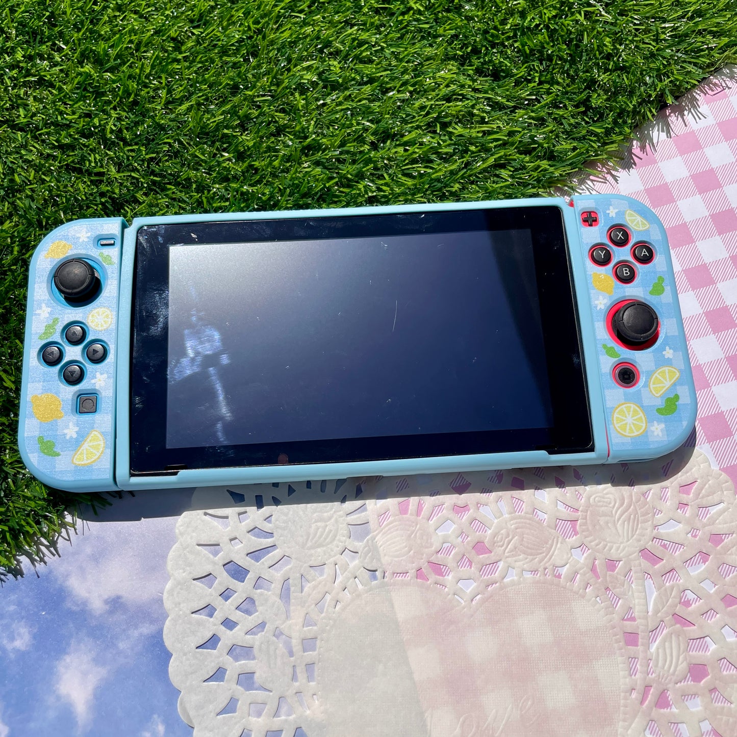 Lemon Gingham Nintendo Switch Case
