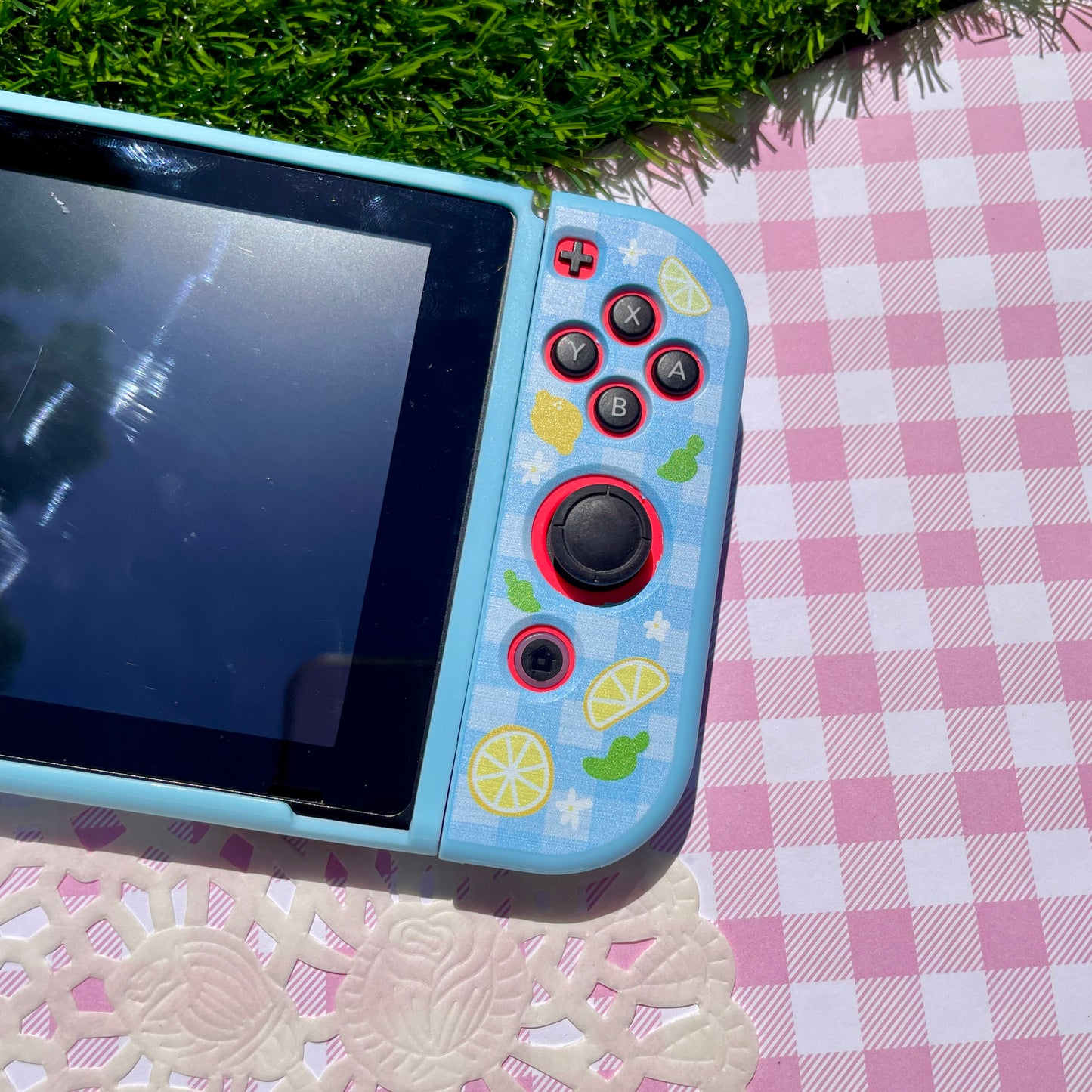 Lemon Gingham Nintendo Switch Case