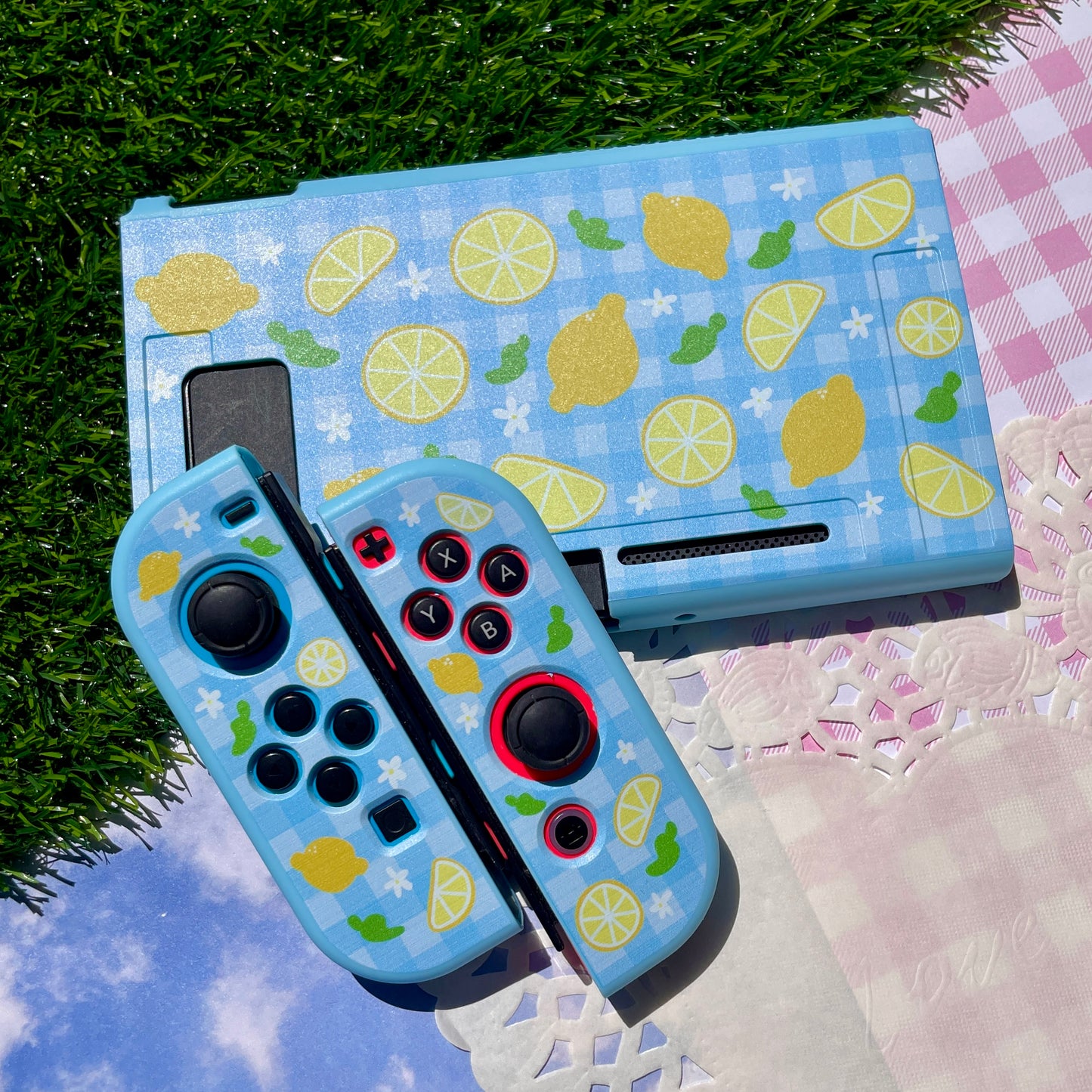 Lemon Gingham Nintendo Switch Case