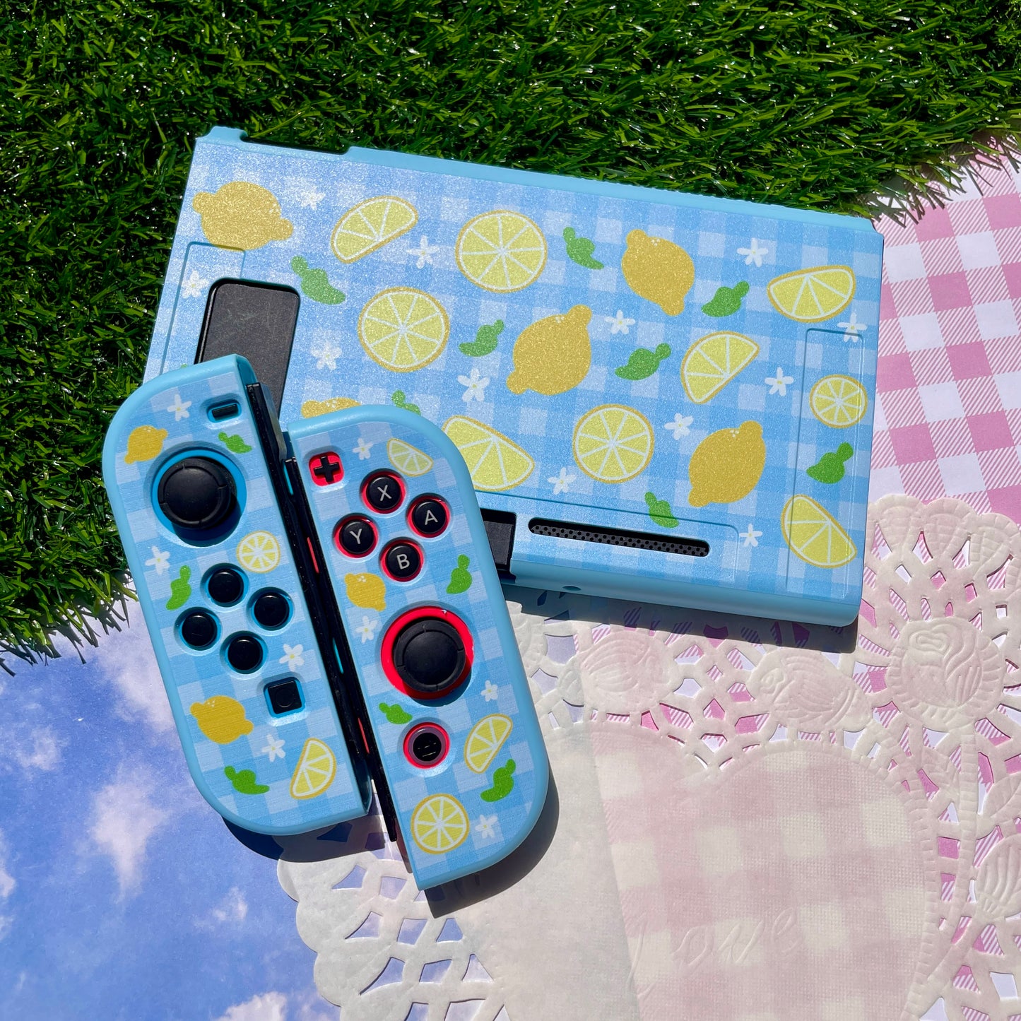 Lemon Gingham Nintendo Switch Case