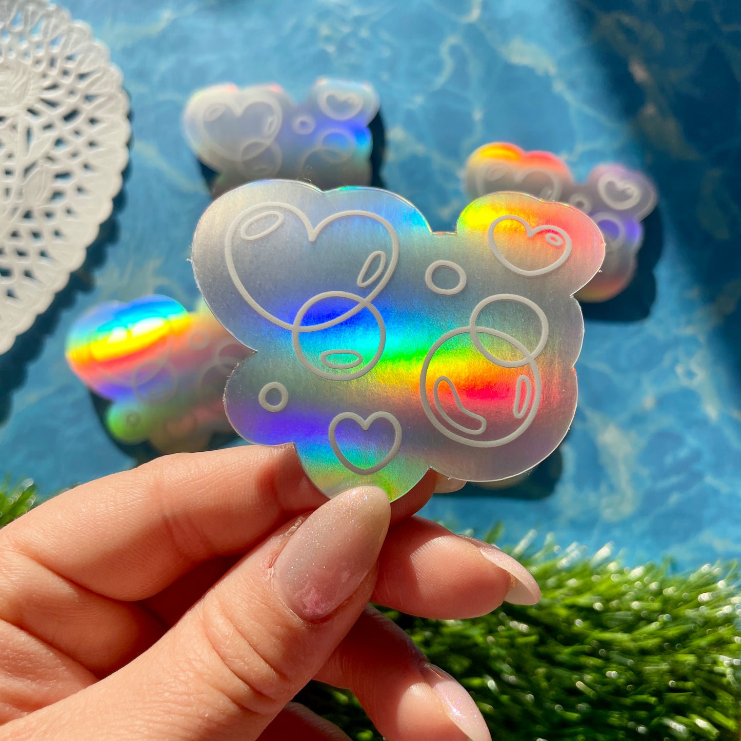 Heart Bubble Holographic Sticker