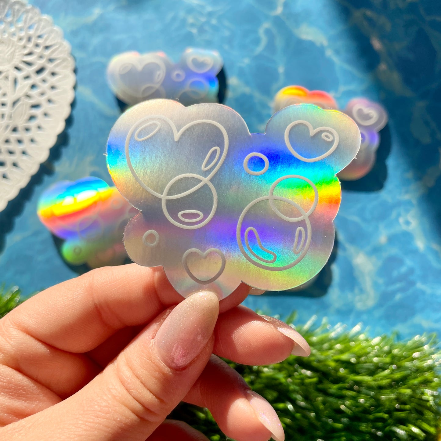 Heart Bubble Holographic Sticker