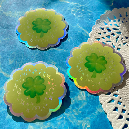 Lucky Clover Holographic Sticker