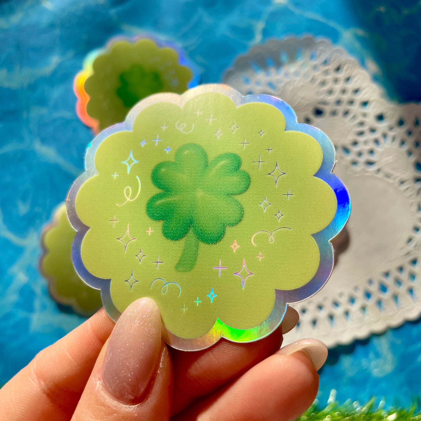 Lucky Clover Holographic Sticker