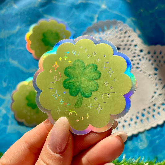 Lucky Clover Holographic Sticker