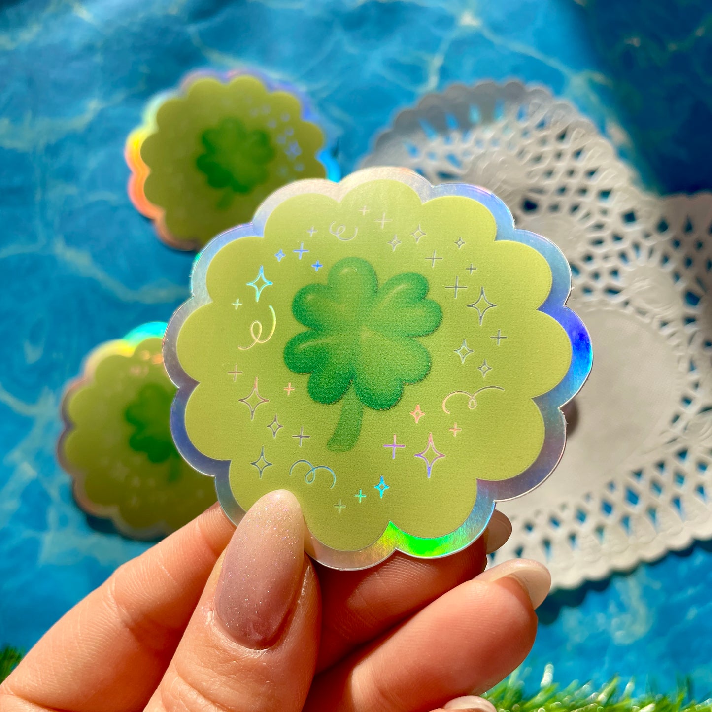 Lucky Clover Holographic Sticker