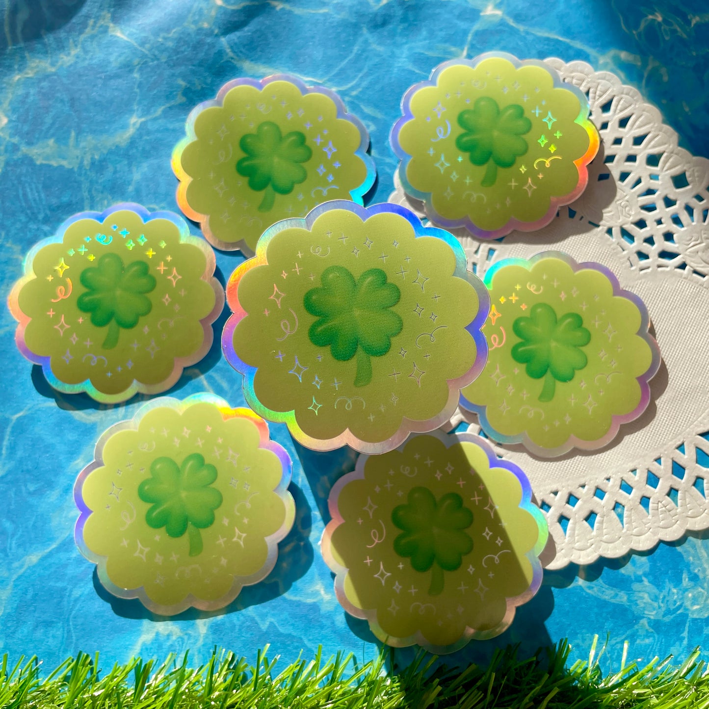 Lucky Clover Holographic Sticker