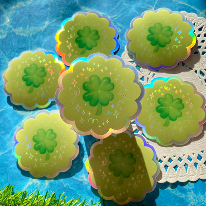 Lucky Clover Holographic Sticker