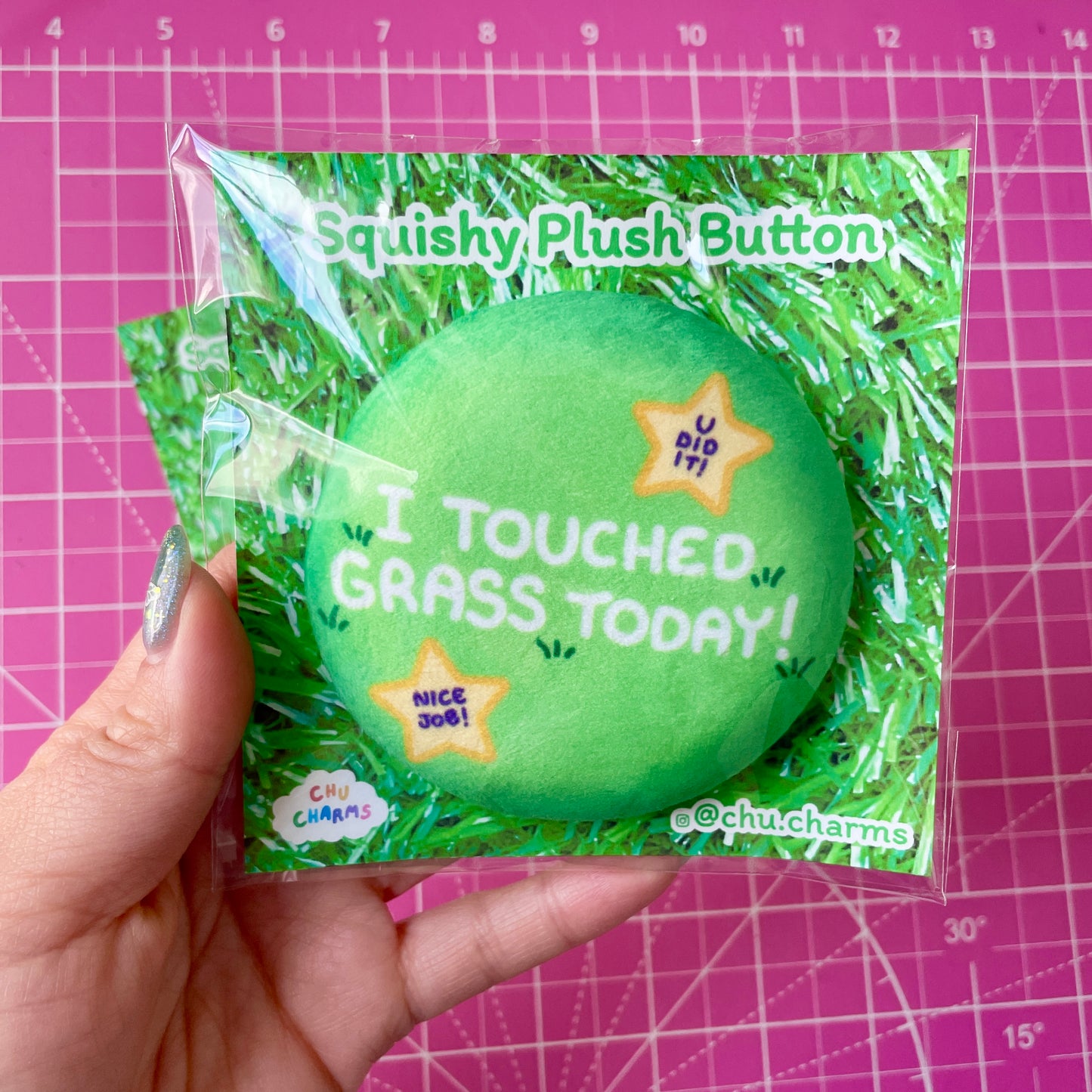 I Touched Grass Today Squishy Plush Button image 3